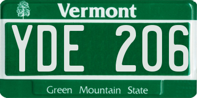 VT license plate YDE206