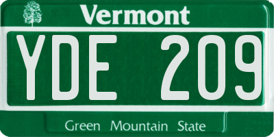 VT license plate YDE209
