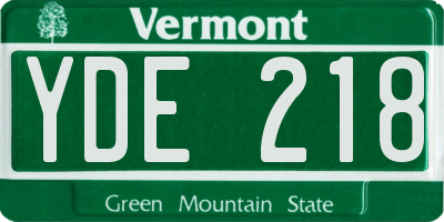 VT license plate YDE218