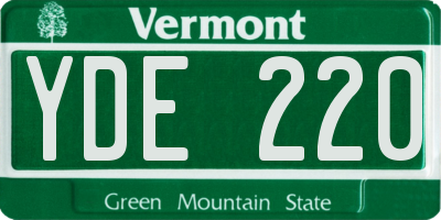 VT license plate YDE220