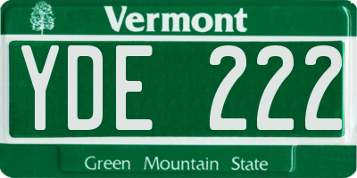 VT license plate YDE222