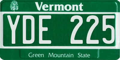 VT license plate YDE225
