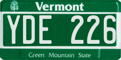 VT license plate YDE226