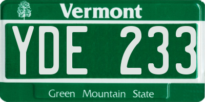 VT license plate YDE233