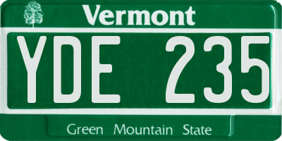 VT license plate YDE235