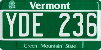 VT license plate YDE236