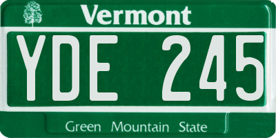 VT license plate YDE245