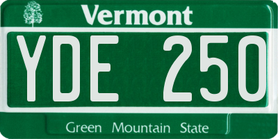 VT license plate YDE250