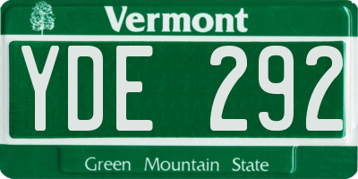 VT license plate YDE292