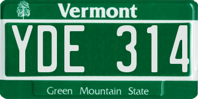 VT license plate YDE314