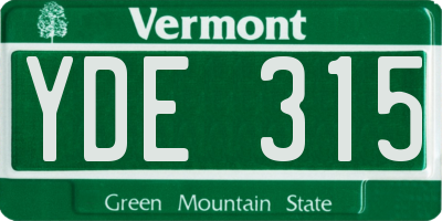 VT license plate YDE315