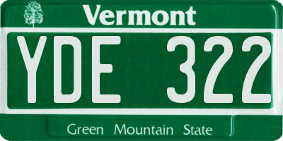 VT license plate YDE322