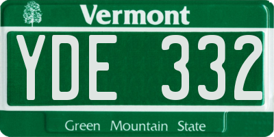 VT license plate YDE332