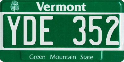 VT license plate YDE352