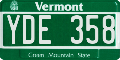VT license plate YDE358