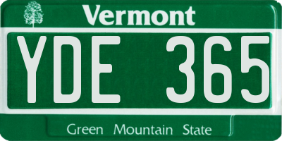VT license plate YDE365