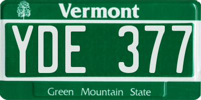 VT license plate YDE377