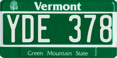 VT license plate YDE378