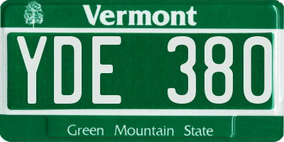 VT license plate YDE380