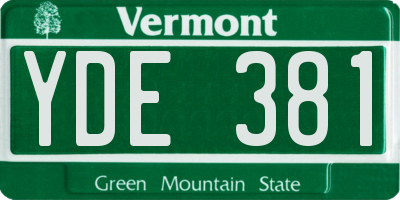 VT license plate YDE381