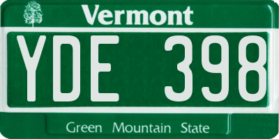 VT license plate YDE398