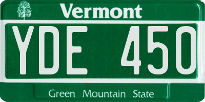 VT license plate YDE450