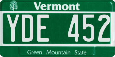 VT license plate YDE452