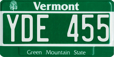 VT license plate YDE455