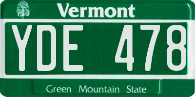 VT license plate YDE478