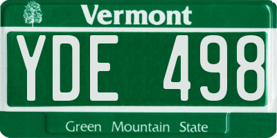 VT license plate YDE498