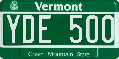 VT license plate YDE500