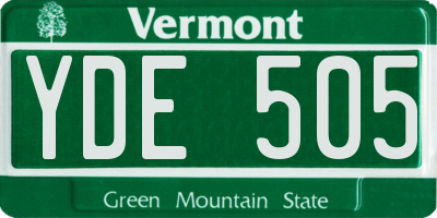 VT license plate YDE505