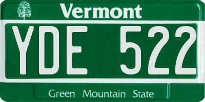 VT license plate YDE522
