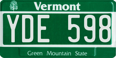 VT license plate YDE598