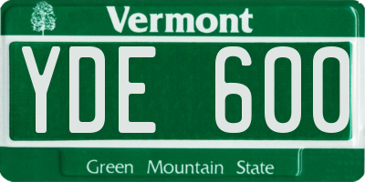 VT license plate YDE600