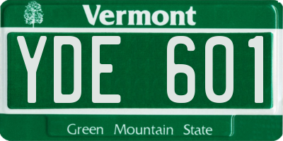 VT license plate YDE601