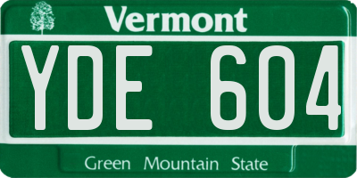VT license plate YDE604