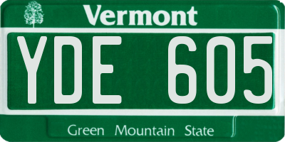 VT license plate YDE605