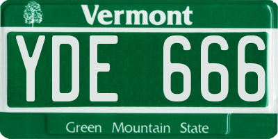 VT license plate YDE666