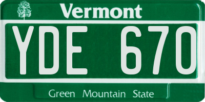 VT license plate YDE670
