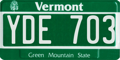 VT license plate YDE703