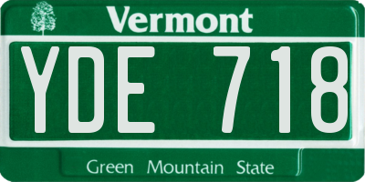 VT license plate YDE718