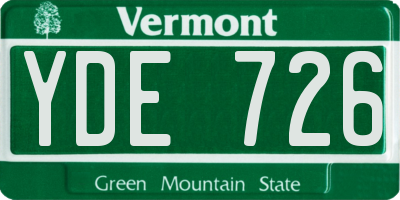 VT license plate YDE726