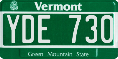 VT license plate YDE730