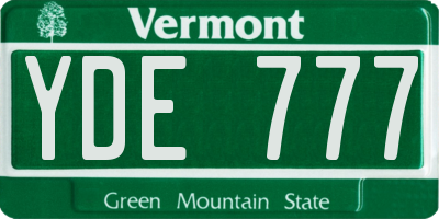 VT license plate YDE777