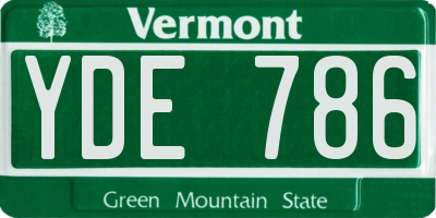 VT license plate YDE786
