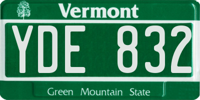 VT license plate YDE832