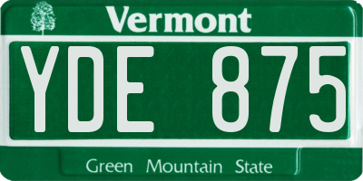 VT license plate YDE875