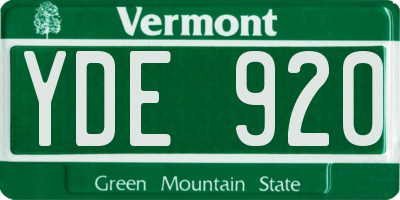 VT license plate YDE920