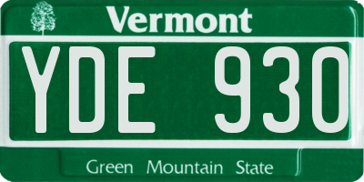 VT license plate YDE930